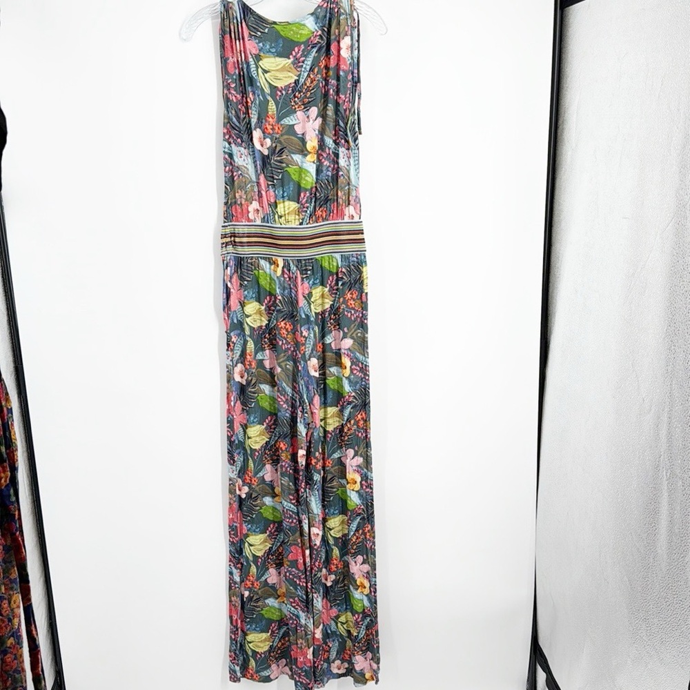 Anthropologie Cap Juluca Floral Sleeveless Jumpsuit size Small Pink Green
